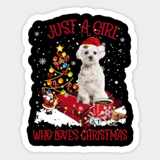 White Maltese Just A Girl Who Loves Christmas Sticker